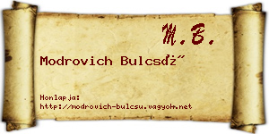 Modrovich Bulcsú névjegykártya